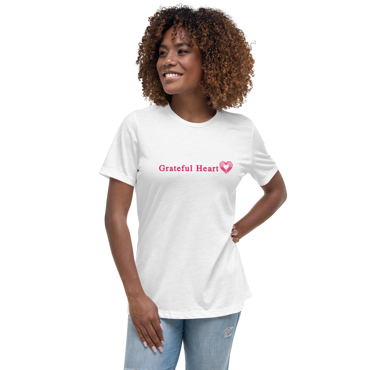 Grateful Heart with Sketched Heart Women's Relaxed Tee by EraofInk