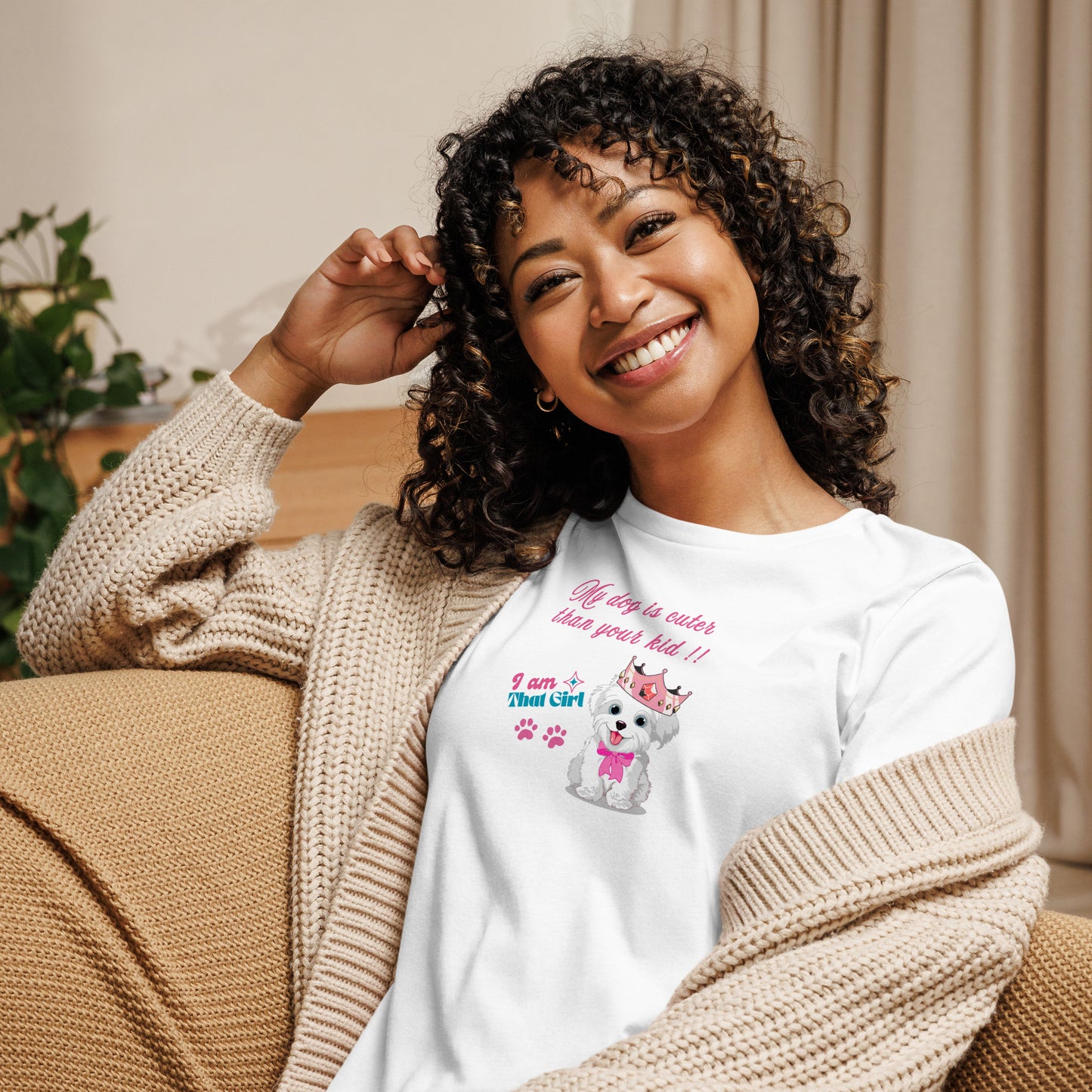 Funny Dog Mom Tee My Dog is Cuter Than Your Kid Women's Relaxed Tee by EraofInk