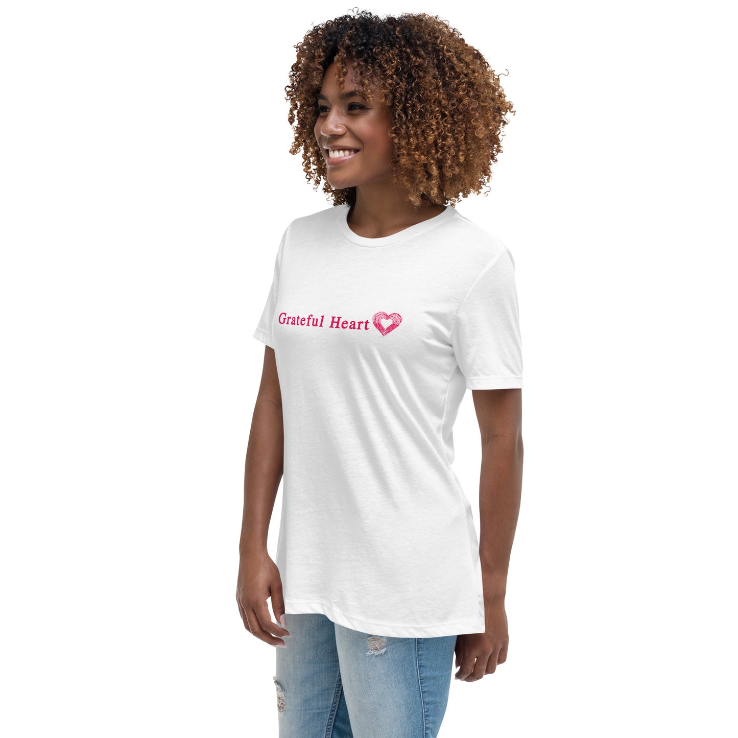 Grateful Heart with Sketched Heart Women's Relaxed Tee by EraofInk