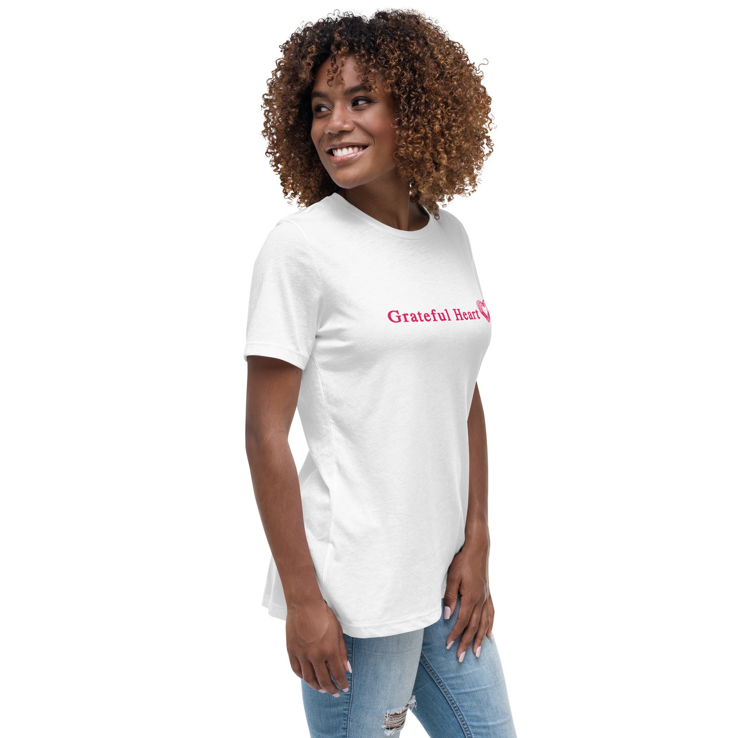 Grateful Heart with Sketched Heart Women's Relaxed Tee by EraofInk