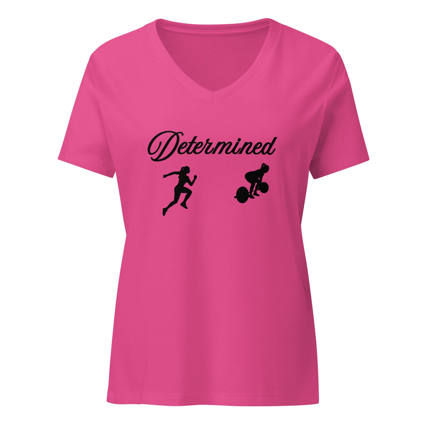 Fitness Tee Determined Women’s Relaxed V-Neck Tee by EraofInk
