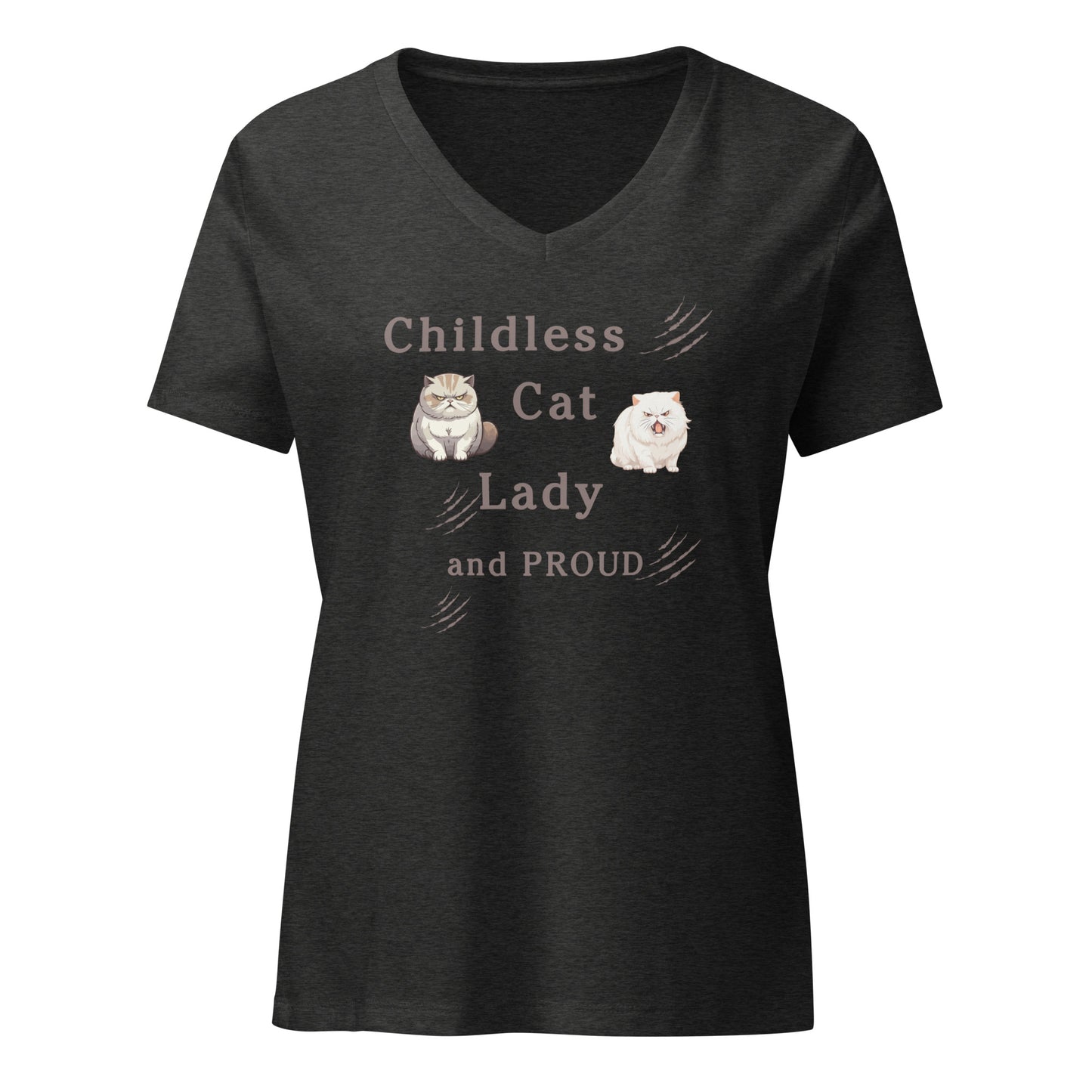 Childless Cat Lady & Proud Women’s Relaxed V-neck Tee by EraofInk