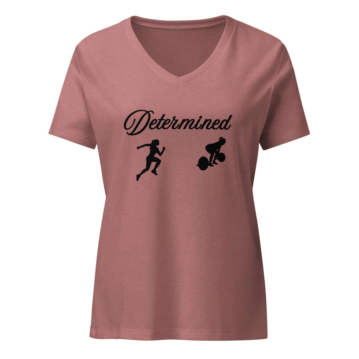 Fitness Tee Determined Women’s Relaxed V-Neck Tee by EraofInk