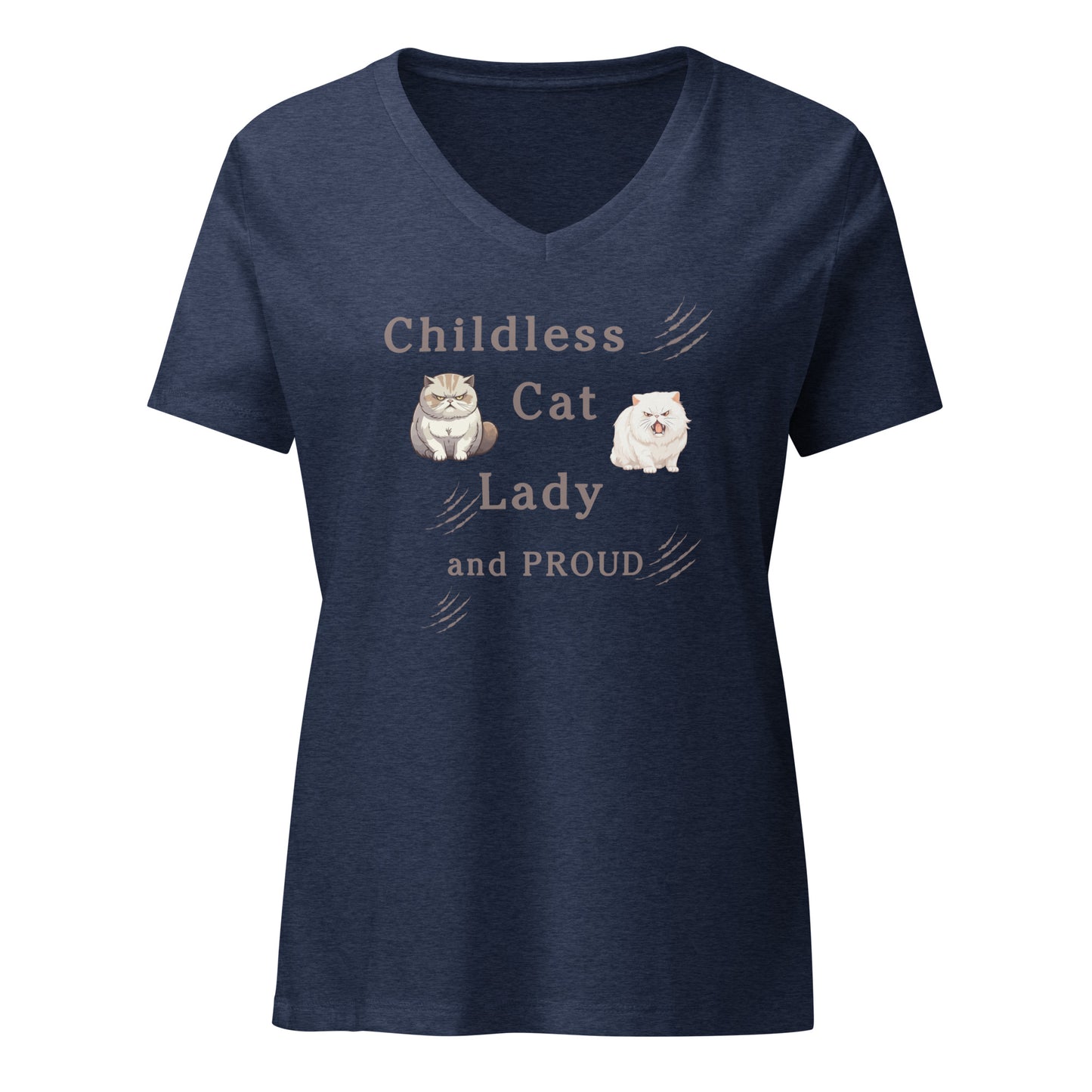 Childless Cat Lady & Proud Women’s Relaxed V-neck Tee by EraofInk