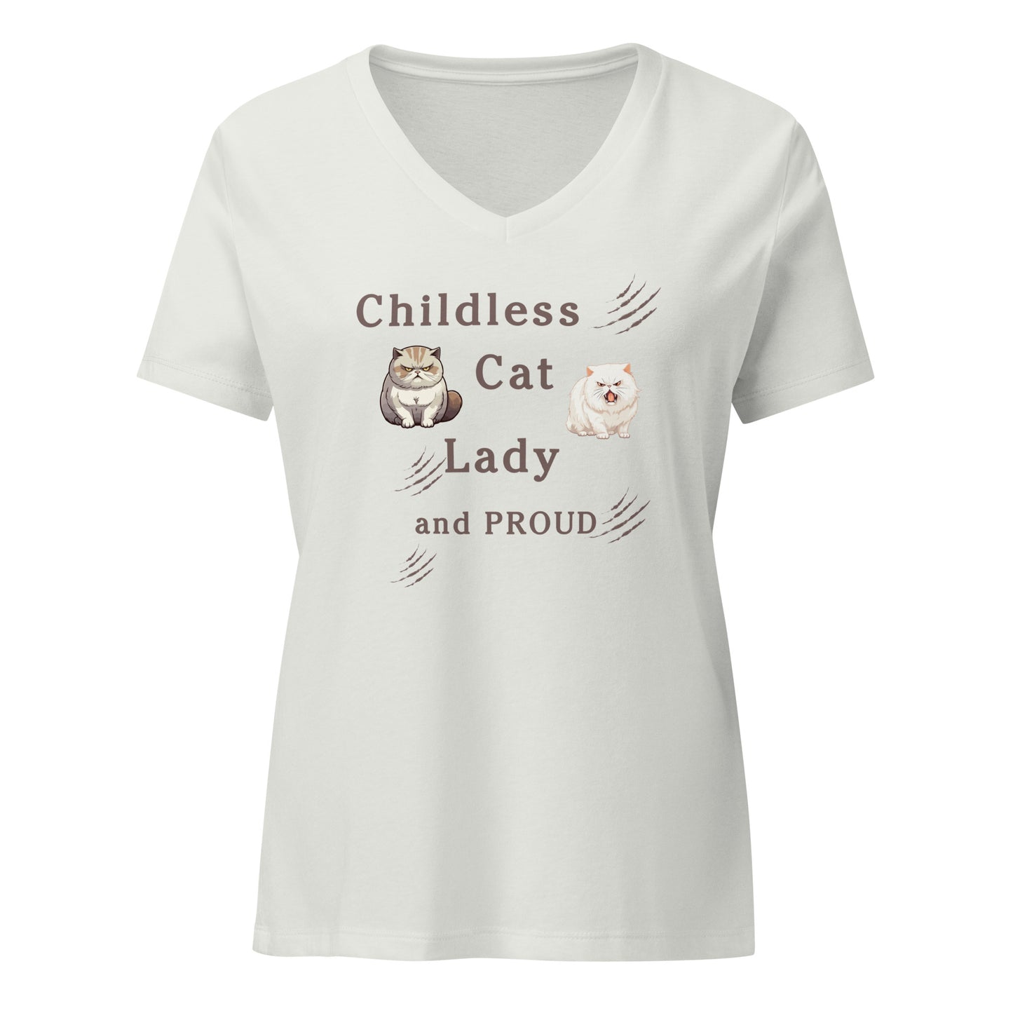 Childless Cat Lady & Proud Women’s Relaxed V-neck Tee by EraofInk