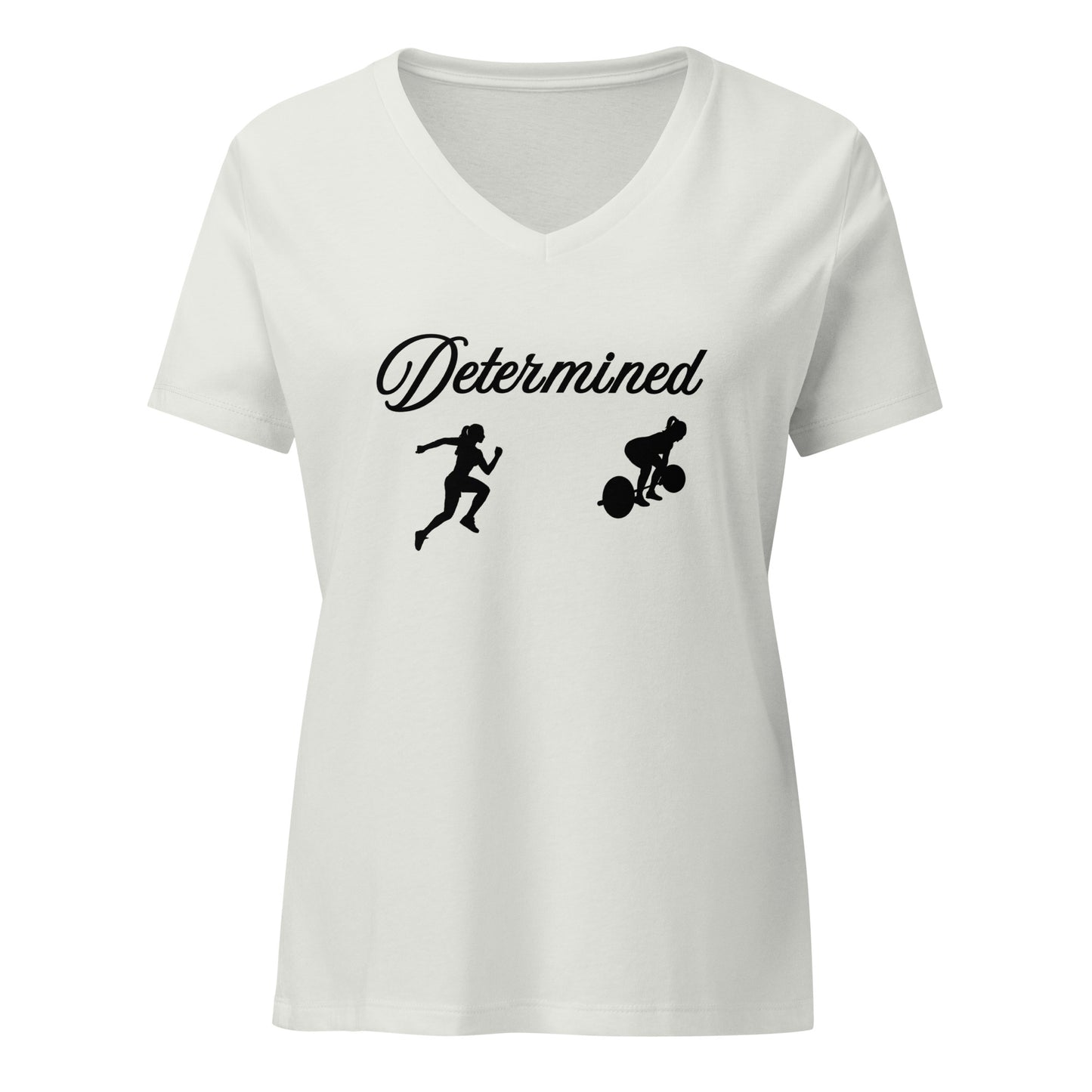 Fitness Tee Determined Women’s Relaxed V-Neck Tee by EraofInk