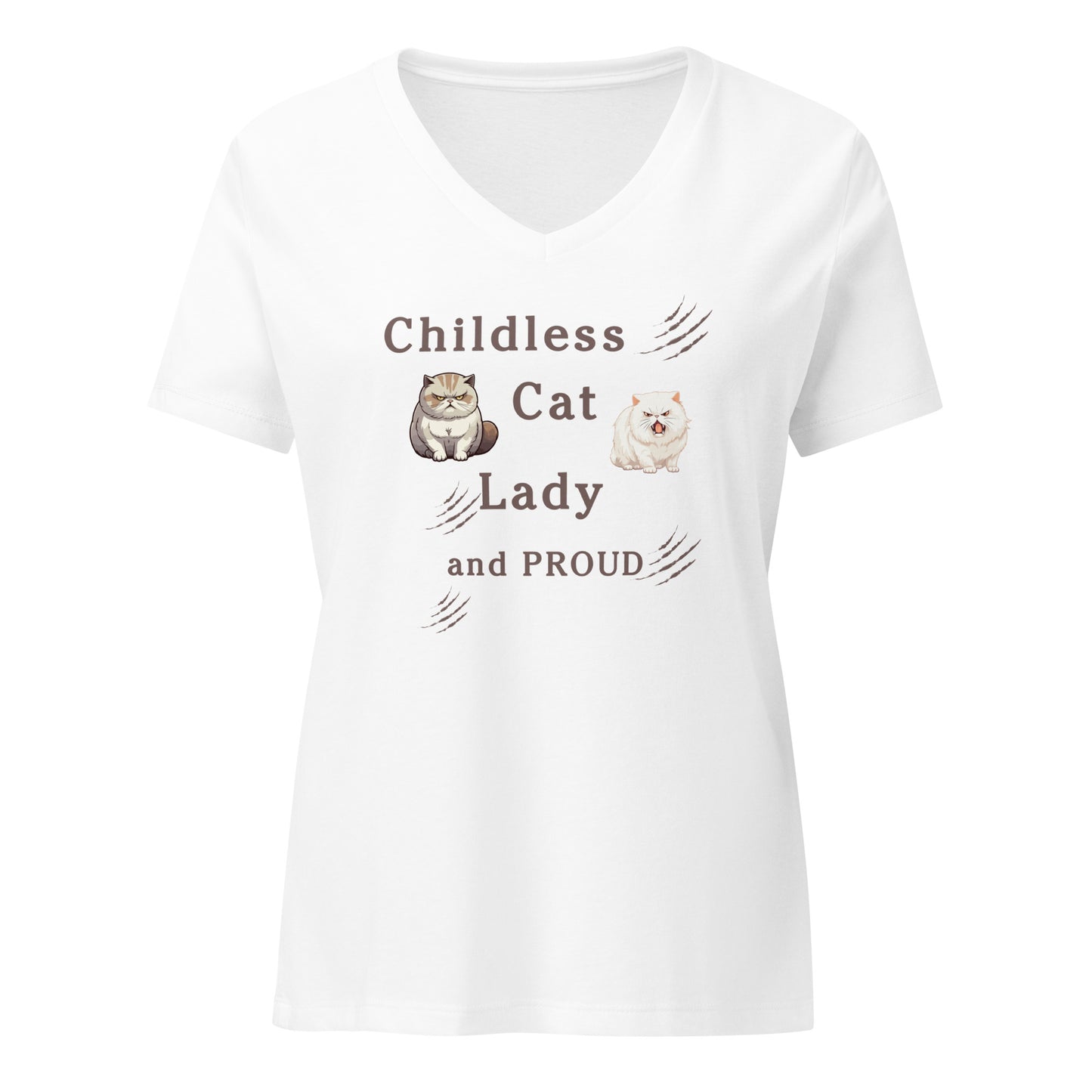 Childless Cat Lady & Proud Women’s Relaxed V-neck Tee by EraofInk