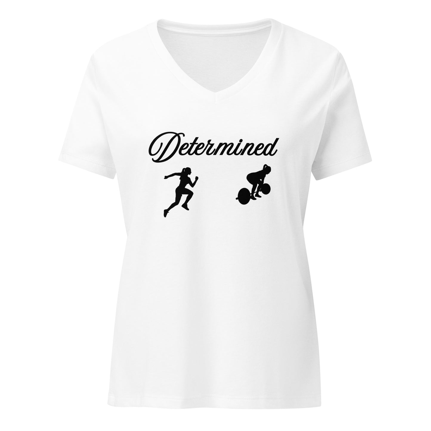 Fitness Tee Determined Women’s Relaxed V-Neck Tee by EraofInk