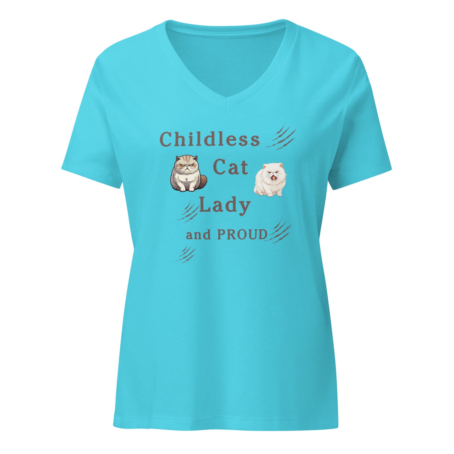 Childless Cat Lady & Proud Women’s Relaxed V-neck Tee by EraofInk