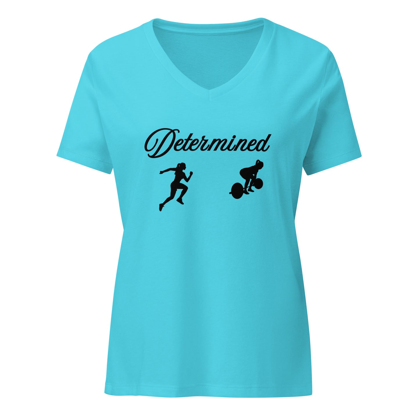 Fitness Tee Determined Women’s Relaxed V-Neck Tee by EraofInk