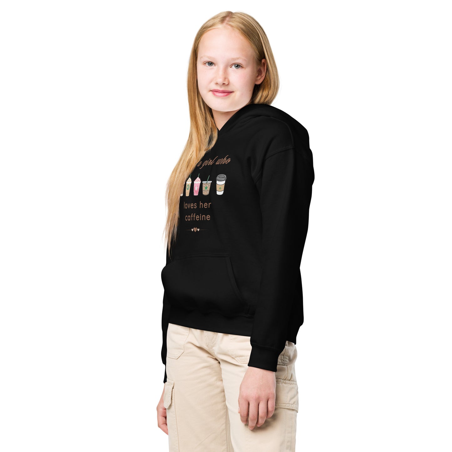 Just a Girl Who Loves Her Caffeine Youth Heavy Blend Hoodie by EraofInk