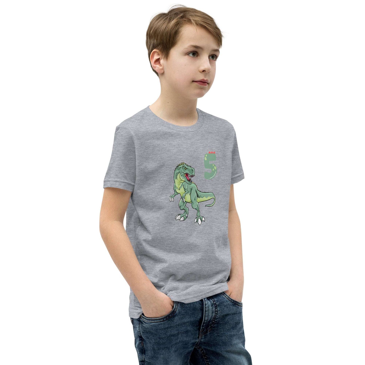 Dinosaur 5th Birthday Youth Tee by EraofInk