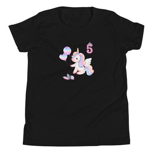 Unicorn for 5th Birthday Youth Tee by EraofInk