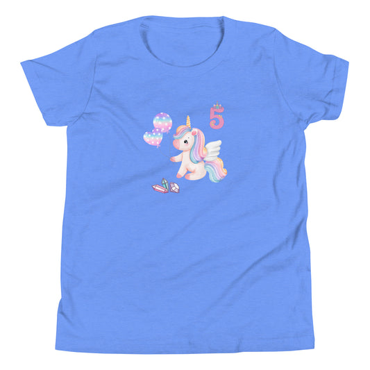 Unicorn for 5th Birthday Youth Tee by EraofInk