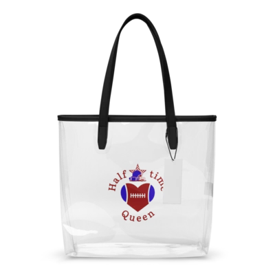 Halftime Queen Clear Stadium Approved Tote Bag Red, White & Blue Team by EraofInk