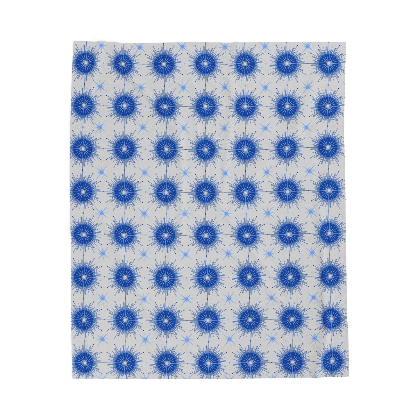 Blue Burst Velveteen Plush Blanket — Cozy Starburst Pattern Throw