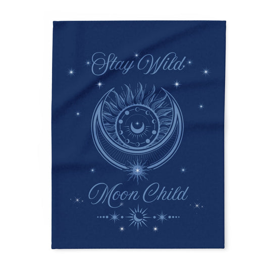 Stay Wild Moon Child Mystical Ethereal Lunar Celestrial Arctic Fleece Blanket by EraofInk