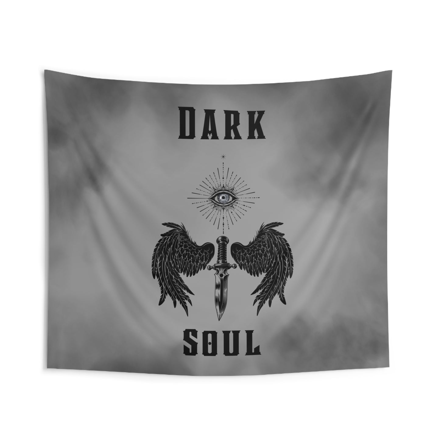 Dark Soul Wall Tapestry — Gothic Eye, Wings & Dagger Home Decor 104" x 88"