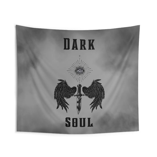 Dark Soul Wall Tapestry — Gothic Eye, Wings & Dagger Home Decor 104" x 88"