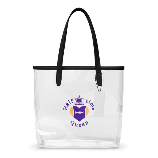 Halftime Queen Football Clear Stadium Approved Tote Bag Cheer for Purple & Gold by EraofInk