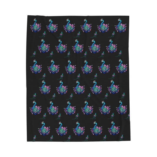 Stunning Peacock and Peacock Feathers Velveteen Plush Blanket — Pattern Throw by EraofInk