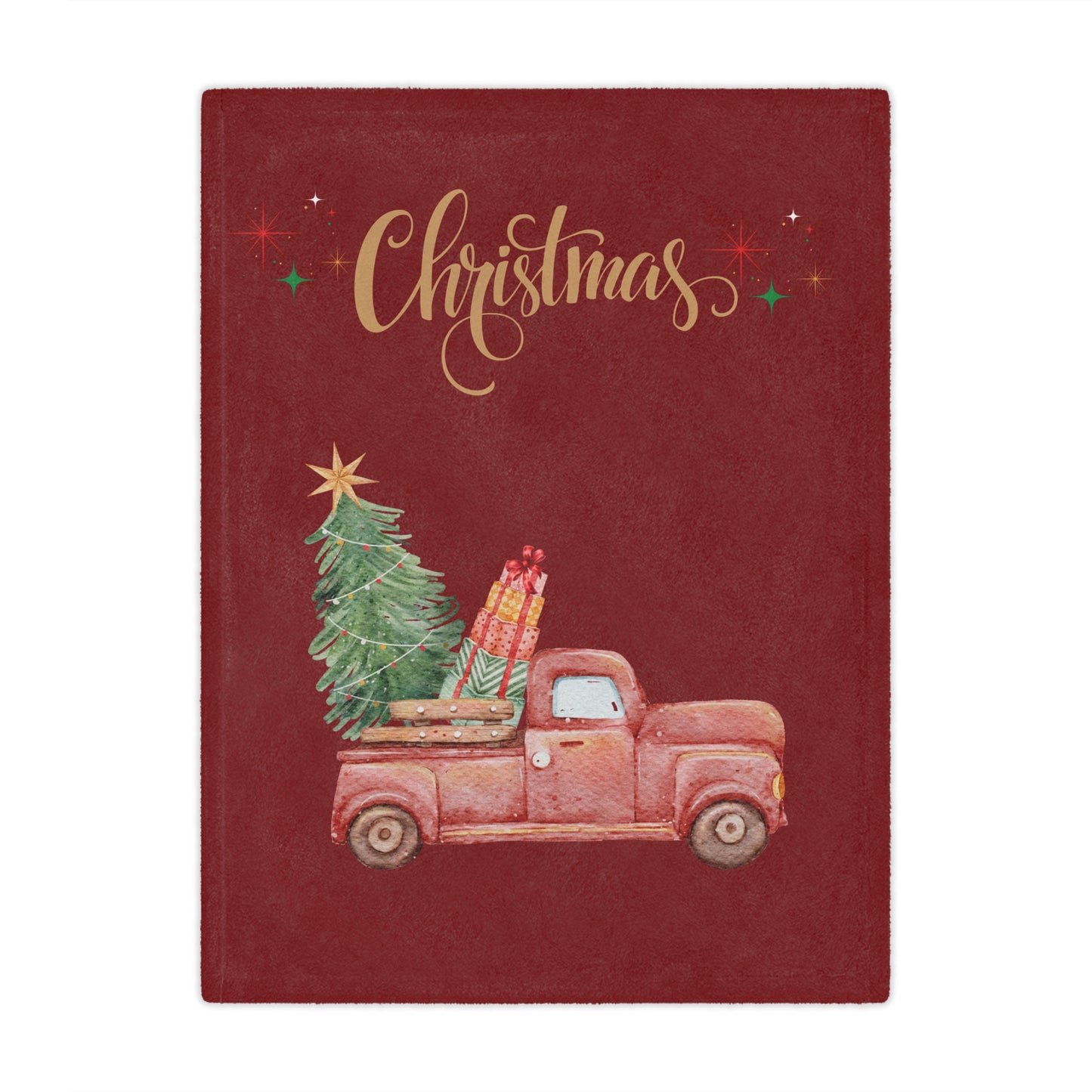 Christmas Truck Minky Blanket – Festive Tree & Gifts Holiday Throw