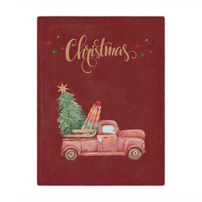 Christmas Truck Minky Blanket – Festive Tree & Gifts Holiday Throw