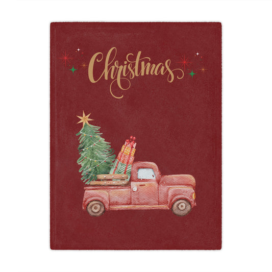 Christmas Truck Minky Blanket – Festive Tree & Gifts Holiday Throw