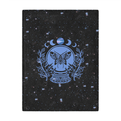 Mystic Moth Moon Minky Blanket — Celestial Psychic Crystal Ball Throw