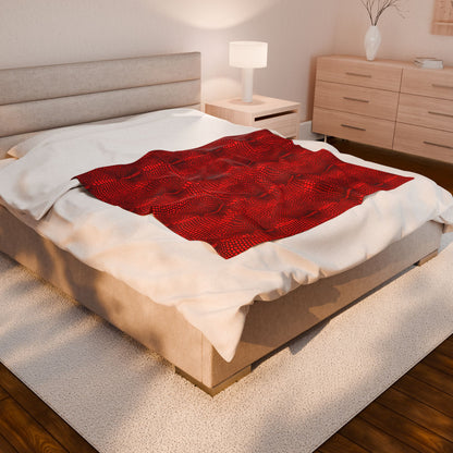Red Snake Skin Velvet Plush Blanket - Soft Velveteen Throw for Cozy Home & Gifts by EraofInk
