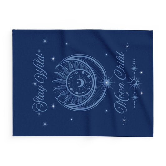 Stay Wild Moon Child Mystical Ethereal Lunar Celestrial Arctic Fleece Blanket by EraofInk
