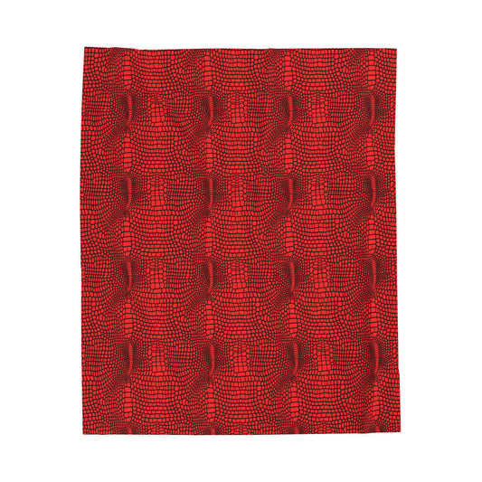 Red Snake Skin Velvet Plush Blanket - Soft Velveteen Throw for Cozy Home & Gifts by EraofInk