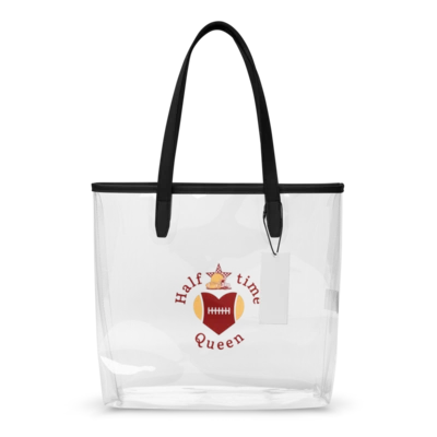 Halftime Queen Football Clear Stadium Approved Tote Bag Burgundy & Gold Team by EraofInk