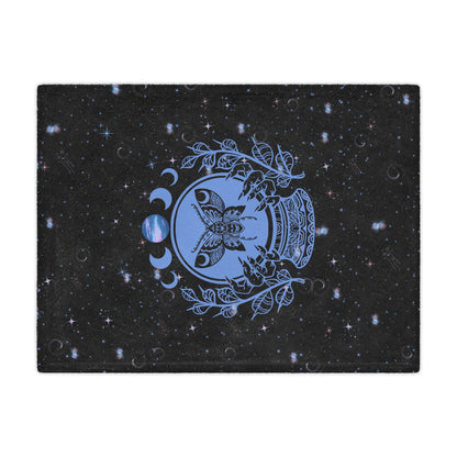 Mystic Moth Moon Minky Blanket — Celestial Psychic Crystal Ball Throw