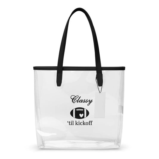 Classy 'Til Kickoff Football Clear Stadium Approved Tote Bag by EraofInk - Bag is clear printed on both sides