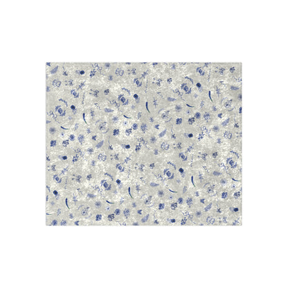 Toile Blue Butterflies, Floral & Bows Crushed Velvet Blanket ONE OF A KIND