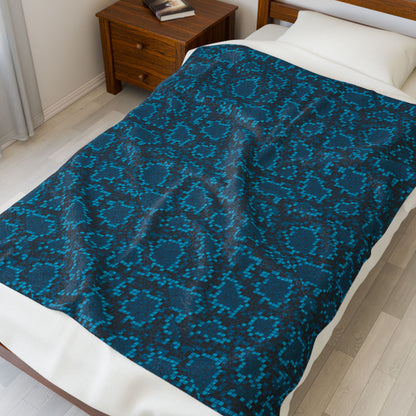 Teal Leopard Velveteen Plush Blanket by EraofInk