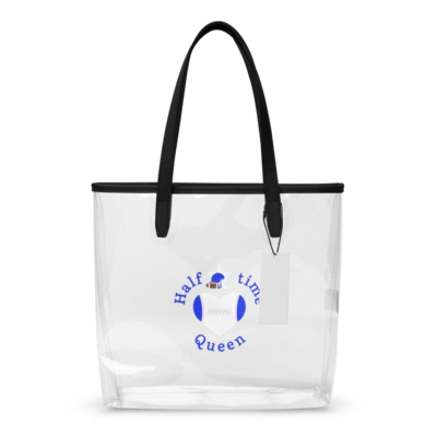 Halftime Queen Football Clear Stadium Approved Tote Bag Cheer for the Blue & White Team by EraofInk