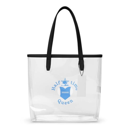 Halftime Queen Football Clear Stadium Approved Tote Bag Cheer for Honolulu Blue, Grey & White by EraofInk