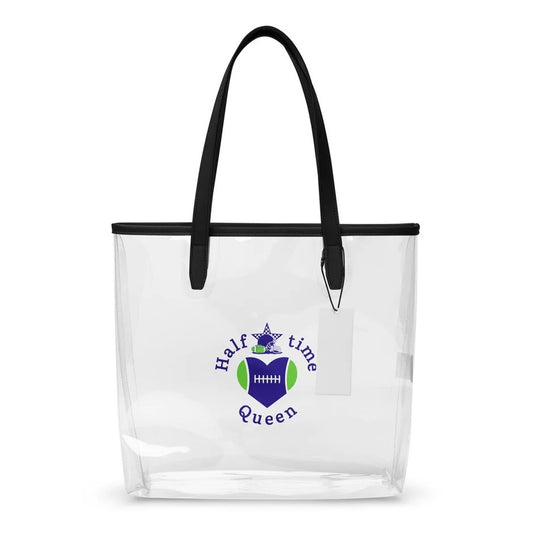 Halftime Queen Football Clear Stadium Approved Tote Cheer for Blue & Lime Green Team by EraofInk