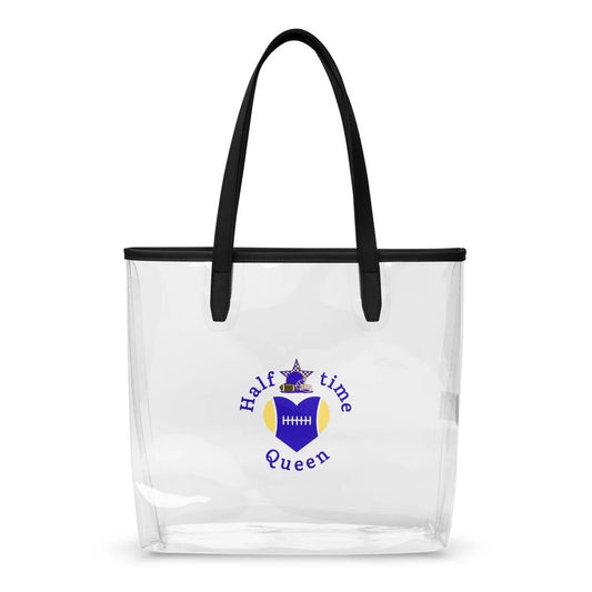 Halftime Queen Football Clear Stadium Approved Tote Bag Cheer for Royal Blue & Gold / Bright Yellow Team by EraofInk