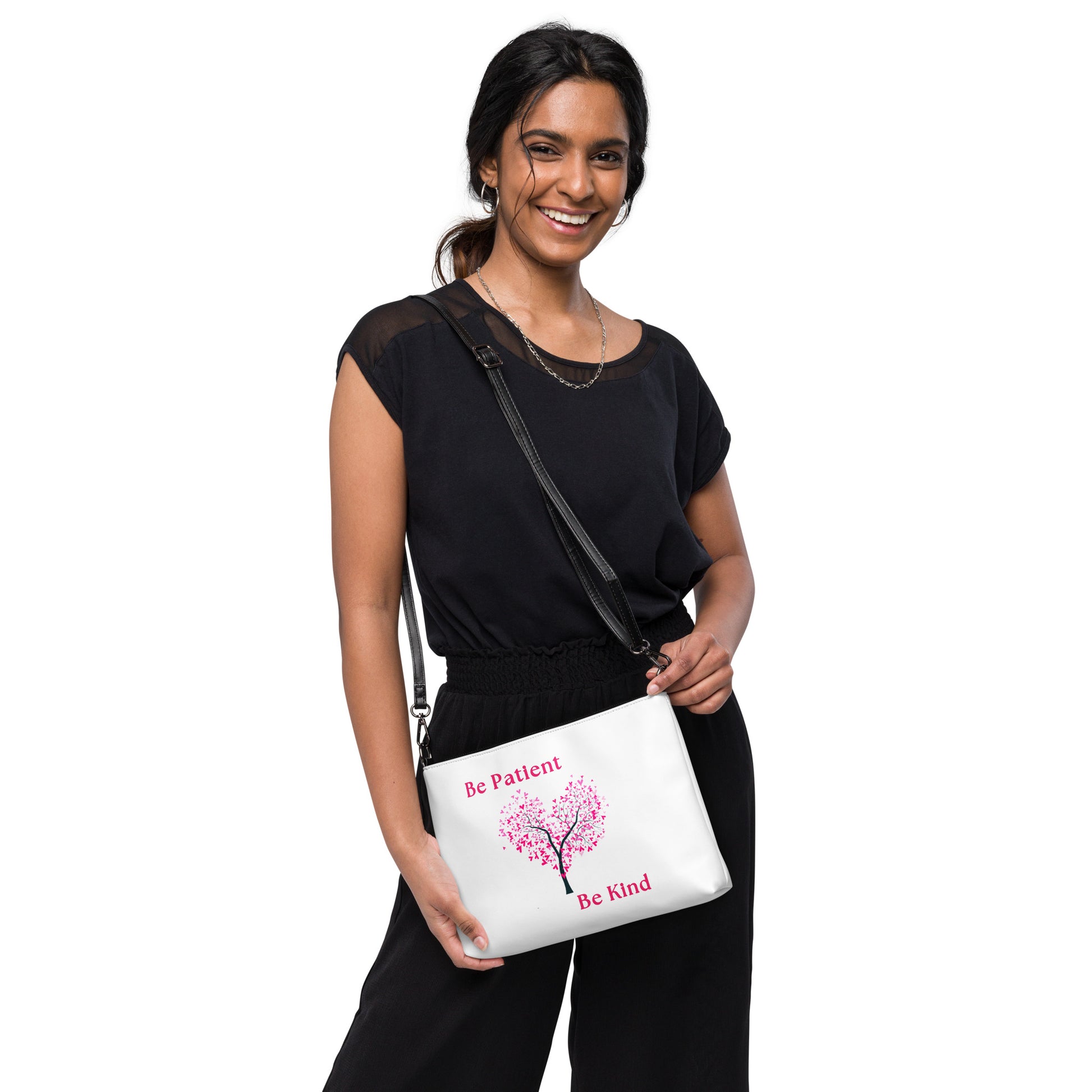 Be Patient Be Kind Tree of Love Leaves Crossbody Bag by EraofInk
