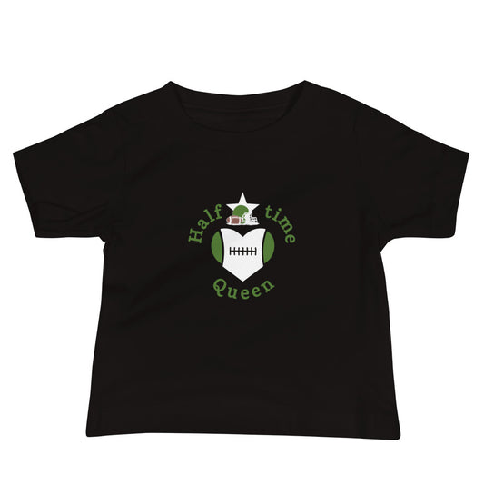 Halftime Queen Football Baby Jersey Tee Cheer for Green & White Team by EraofInk