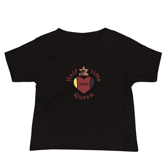 Halftime Queen Football Baby Jersey Tee Cheer for Crimson Red Yellow & Black Team by EraofInk