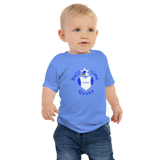 Halftime Queen Football Baby Jersey Tee Cheer for Blue & White Team by EraofInk