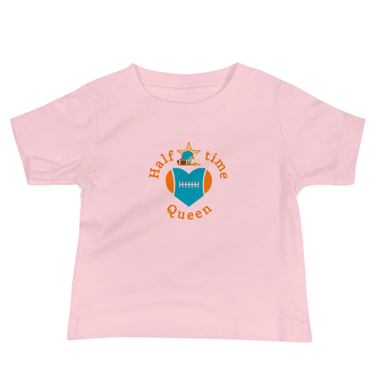 Halftime Queen Football Baby Jersey Tee CHeer for Teal & Orange Team by EraofInk