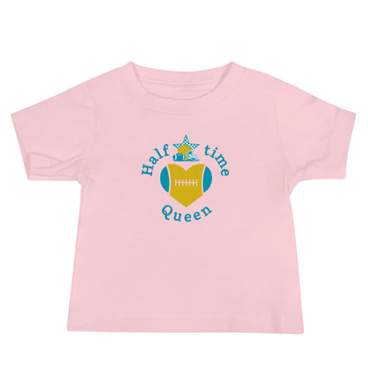 Halftime Queen Football Baby Jersey Tee Cheer for the Teal & Gold Team by EraofInk