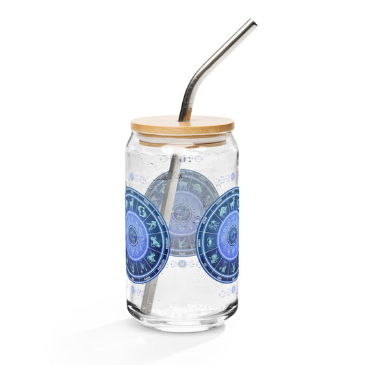 Astrological Zodiac Sign Metaphysical Astrology Stunning Blue Colors Can-shaped Glass by Eraofink