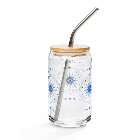 Celestial Lunar Blues Metaphysical Themed Zen Can-shaped Glass by EraofInk
