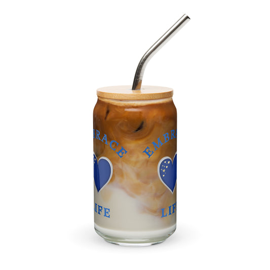 Embrace Life Motivational Love Your Life Can-shaped Glass by EraofInk